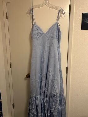 Abercrombie & Fitch Light Blue Tie-Strap Maxi Dress